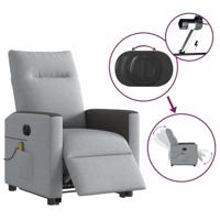 Sta-op-massagestoel elektrisch verstelbaar stof lichtgrijs - thumbnail