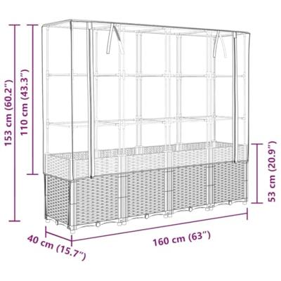 Plantenbak verhoogd met kashoes 160x40x153 cm rattanlook Plantenbak verhoogd met kashoes 160x40x153 cm rattanlook