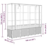 Plantenbak verhoogd met kashoes 160x40x153 cm rattanlook - thumbnail