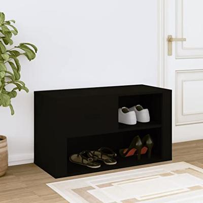 VidaXL Schoenenkast 80x35x45 cm bewerkt hout zwart VidaXL Schoenenkast 80x35x45 cm bewerkt hout zwart