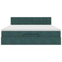 Ottoman bed met matras en LED's 160x200cm fluweel donkergroen - thumbnail