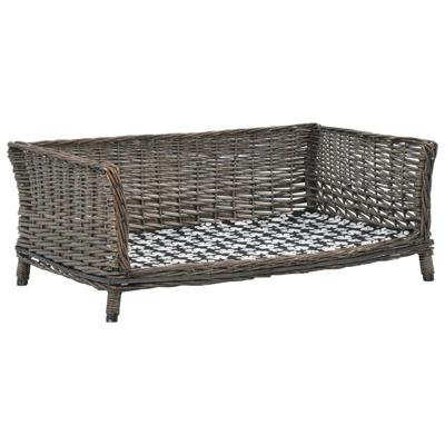 VidaXL Hondenmand met kussen 90x54x35 cm natuurlijk wilgen grijs
