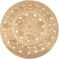 VidaXL Tapijt met ontwerp rond 120 cm gevlochten jute - thumbnail
