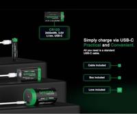 Set van 2 x Mono D oplaadbare batterijen, met USB-C aansluiting - Lithium Ion - 4000mAh - thumbnail