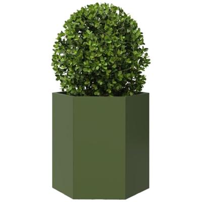 VidaXL Plantenbak zeshoek 46x40x45 cm staal olijfgroen VidaXL Plantenbak zeshoek 46x40x45 cm staal olijfgroen