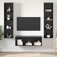 TV-kast set 3 pcs Zwart eiken 37 x 37 x 142.5 cm Bewerkt hout - thumbnail