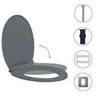 VidaXL Toiletbril soft-close en quick-release ovaal grijs - thumbnail