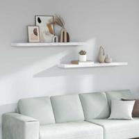 Wandplank 2 pcs Wit Marmer 120 x 23,5 x 4 cm Bewerkt hout - thumbnail