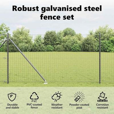 VidaXL Hek met paal grijs 1 x 10 m staal en pvc