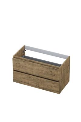 Onderkast INK 2 laden greeploos met houten keerlijst 90 cm x 45 cm x 52 cm Naturel eiken 1257133