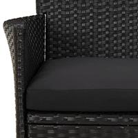 5-delige Tuinset met kussens poly rattan zwart - thumbnail