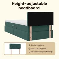 Opbergbed met LED met matras Donkergroen 90 x 190 cm Fluweel - thumbnail