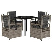 5-delige Tuinset met kussens poly rattan grijs - thumbnail