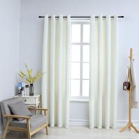VidaXL Gordijn verduisterend met ringen 2 st 140x175 cm fluweel crème - thumbnail