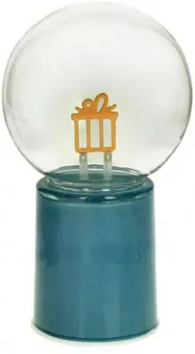 Kersten kerstfiguur glas cadeau led 10x10x17cm blauw, transparant