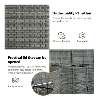 VidaXL Containerberging dubbel 148x77x111 cm poly rattan antraciet