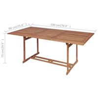 Eettafel voor buiten rechthoekig 180x90x75 cm teakhout - thumbnail