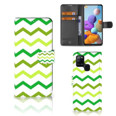 Samsung Galaxy A21s | Telefoon Hoesje | Zigzag Groen Samsung Galaxy A21s | Telefoon Hoesje | Zigzag Groen