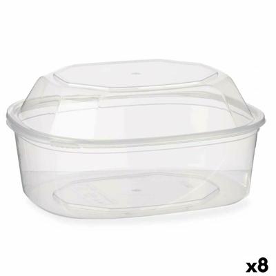 Rechthoekige lunchbox met deksel Leknes Transparant Polypropyleen 1,5 L (8 Stuks)