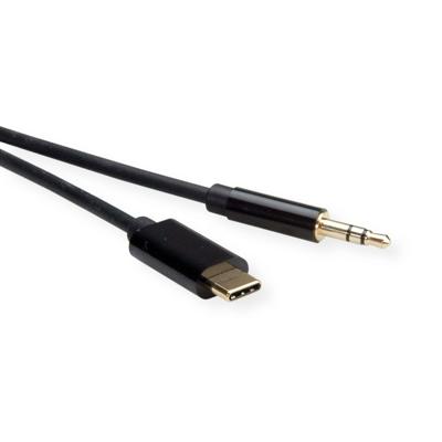 ROLINE Adapter Kabel USB Type C - 3.5mm Audio, Male/Male, zwart, 3 m ROLINE Adapter Kabel USB Type C - 3.5mm Audio, Male/Male, zwart, 3 m