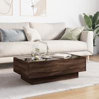 Salontafel met LED 90x50x30 cm bewerkt hout bruin eikenkleurig - thumbnail