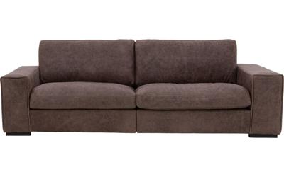 Goossens Excellent Bank Morceau In Leer donkerbruin, leer, 4-zits, urban industrieel