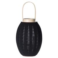 Lantaarn met stof 23x34cm zwart - thumbnail