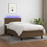 Boxspring met matras en LED stof donkerbruin 80x200 cm - thumbnail