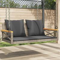 Schommelbank met kussens 109x62x40 cm poly rattan grijs - thumbnail