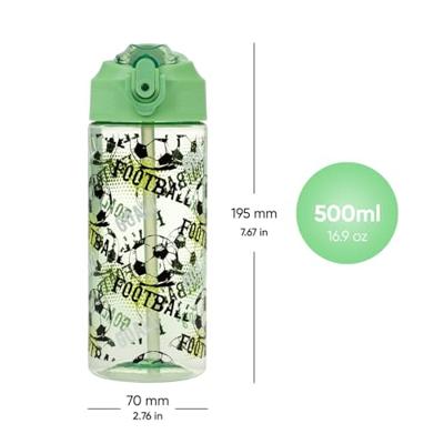 Baagl Voetbal Drinkfles 500ml met Rietje - thumbnail