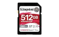 Kingston Technology 512GB Canvas React Plus SDXC UHS-II 280R/150W U3 V60 voor Full HD/4K - thumbnail