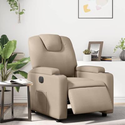 Fauteuil verstelbaar elektrisch kunstleer cappuccinokleurig