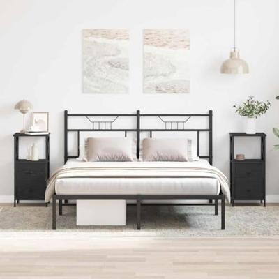 Nachtkastje met lade 2 pcs Zwart eiken 34 x 35.5 x 70 cm