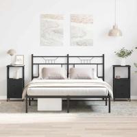 Nachtkastje met lade 2 pcs Zwart eiken 34 x 35.5 x 70 cm - thumbnail