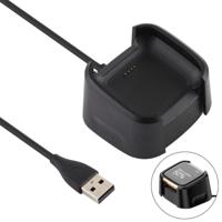 Voor Fitbit versa 2 lader Charging Dock base stand houder met 1M laadkabel (zwart) - thumbnail