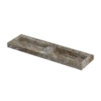 INK Pitch Wastafel keramische slab bak dubbel met drain en front en side skirts 2 kraangaten 160x45x9 Island glossy - thumbnail
