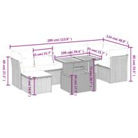 8-delige Loungeset met kussens poly rattan zwart - thumbnail
