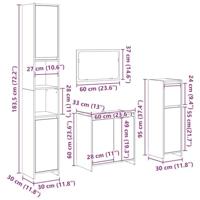 4-delige Badkamermeubelset bewerkt hout betongrijs - thumbnail