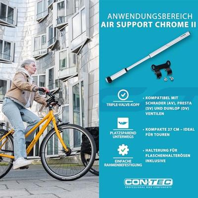 CONTEC minipomp "air support chrome ii" ct mini pump air support chrome sil./black - thumbnail