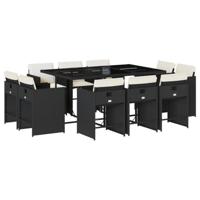 11-delige Tuinset met kussens poly rattan zwart - thumbnail
