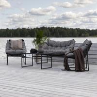 Nohr Loungeset 'Ingo' Met bank, 2 loungestoelen en tafel, kleur Zwart - thumbnail