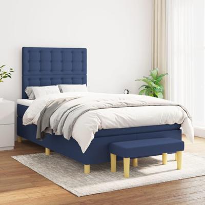 Boxspring met matras stof blauw 120x200 cm