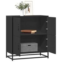 Dressoir 68x35x76 cm bewerkt hout zwart - thumbnail
