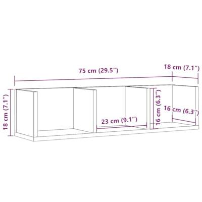 CD-wandschap 75x18x18 cm bewerkt hout artisanaal eikenkleurig