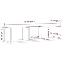CD-wandschap 75x18x18 cm bewerkt hout artisanaal eikenkleurig - thumbnail