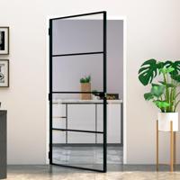 Binnendeur 102x201,5 cm gehard glas en aluminium smal zwart - thumbnail