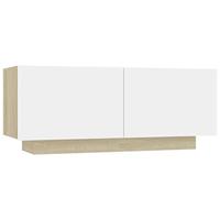 Nachtkastje 100x35x40 cm bewerkt hout sonoma eikenkleurig - thumbnail