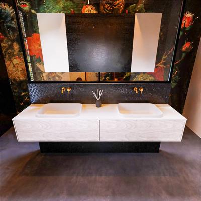 Badkamermeubelset Mondiaz Erin 200 cm met 2 Lades met RIDGE Wastafel Dubbel Talc Zonder Kraangaten Greeploos Mat Underlayment Badkamermeubelset Mondiaz Erin 200 cm met 2 Lades met RIDGE Wastafel Dubbel Talc Zonder Kraangaten Greeploos Mat Underlayment