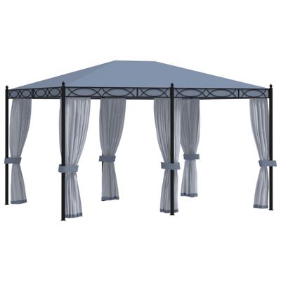 Prieel met horren 3x4 m staal antraciet