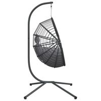 Hangstoel met standaard rattan en staal grijs - thumbnail